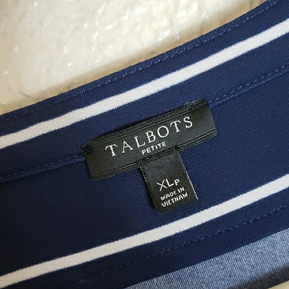 Talbots Navy Blue White Striped Sleeveless Maxi Dress V-neck Button Down Sz XLp - Picture 6 of 14